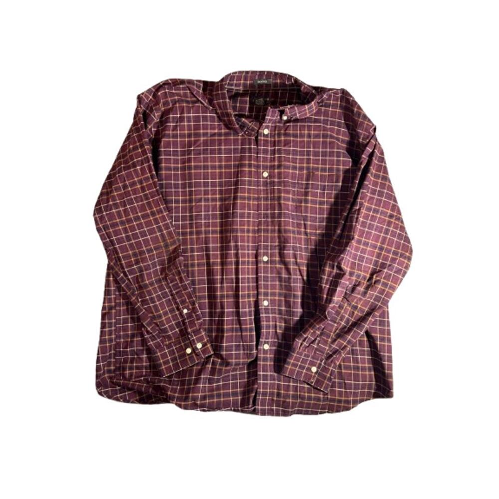 St. John's Bay maroon plaid long sleeve button-up mens shirt XXL